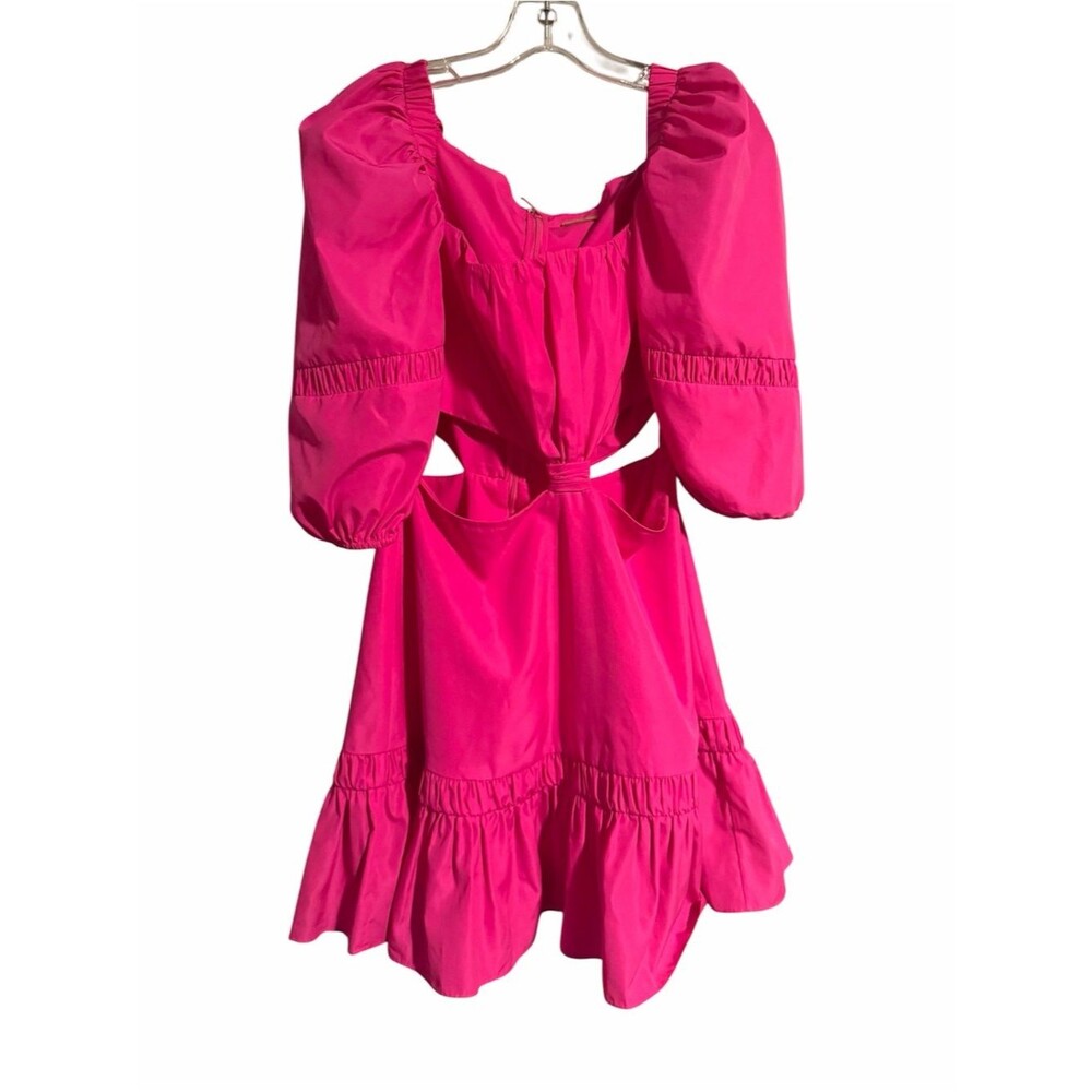 Alexis Bertana Puff Sleeve Cut Out Mini Dress Vacation Tropical Resort Wear - Picture 5 of 11